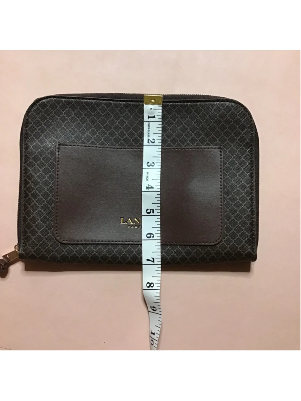 LANVIN Brown Cosmetic Bag with Gold Accents